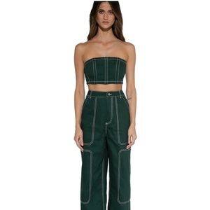 By Dyln green denim crop top